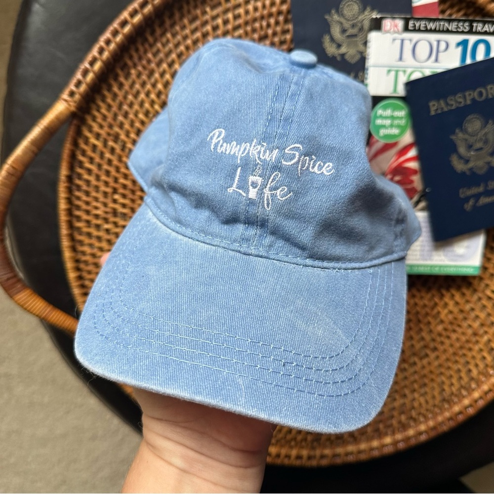 David and Young “Pumpkin Spice Life” Embroidered Blue Cotton Adjustable Ballcap